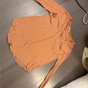 Free People Warm Orange Long Sleeve Top